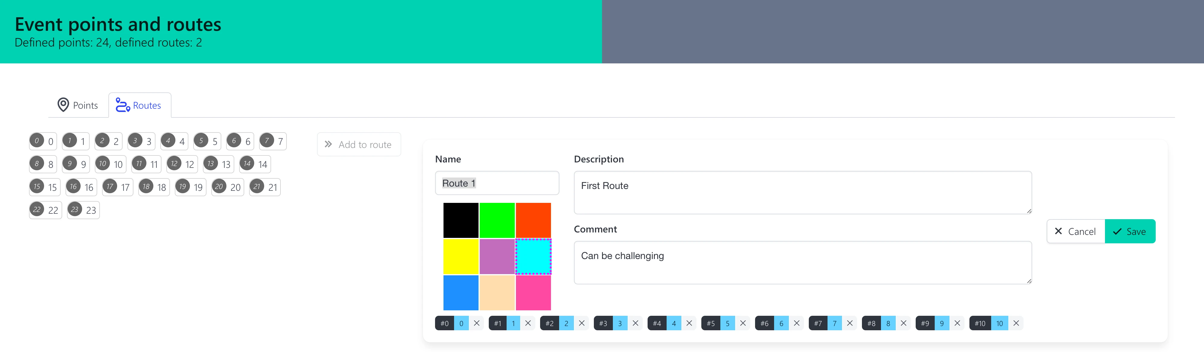Editing an event point